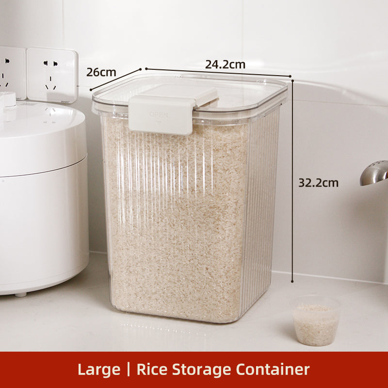 2x Rice Storage Containers With Airtight Design With 2 Side